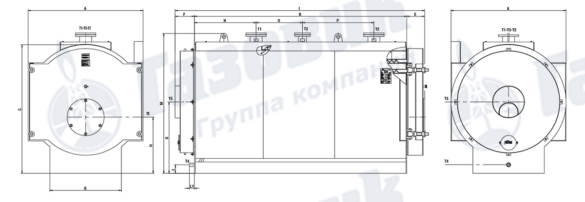 Конструкция цилиндрического типа водогрейного котла Ferroli Prextherm RSH